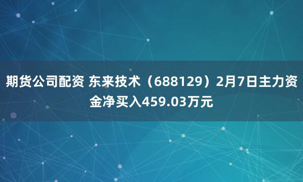 期货公司配资 东来技术（688129）2月7日主力资金净买入459.03万元