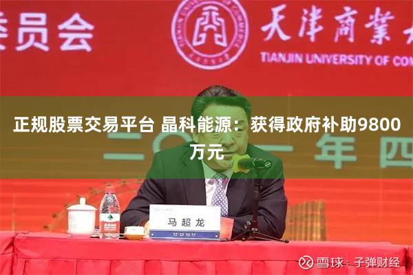 正规股票交易平台 晶科能源：获得政府补助9800万元