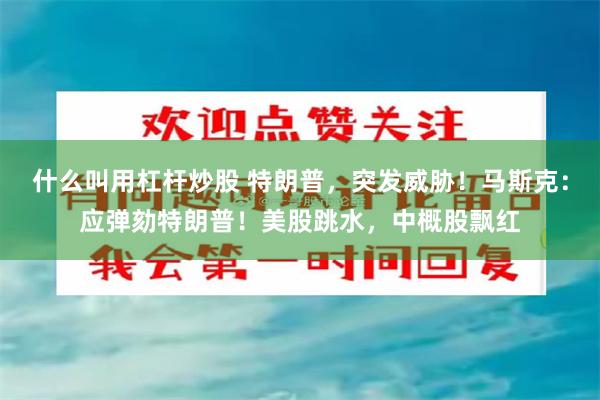 什么叫用杠杆炒股 特朗普，突发威胁！马斯克：应弹劾特朗普！美股跳水，中概股飘红