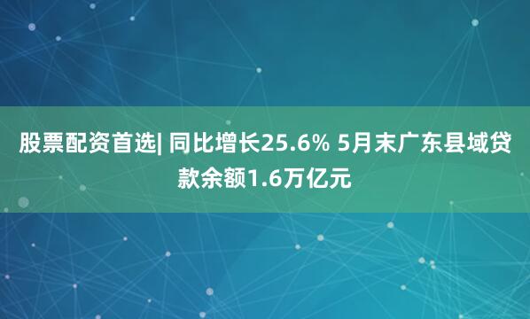 股票配资首选| 同比增长25.6% 5月末广东县域贷款余额1.6万亿元