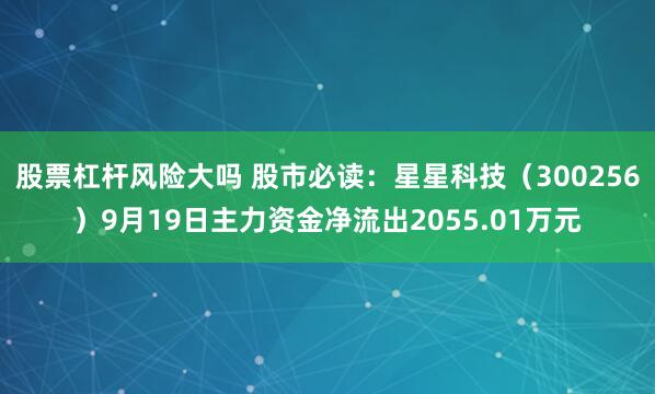 股票杠杆风险大吗 股市必读：星星科技（300256）9月19日主力资金净流出2055.01万元