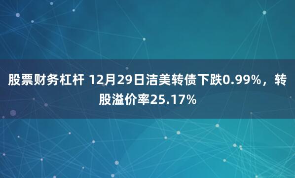 股票财务杠杆 12月29日洁美转债下跌0.99%，转股溢价率25.17%