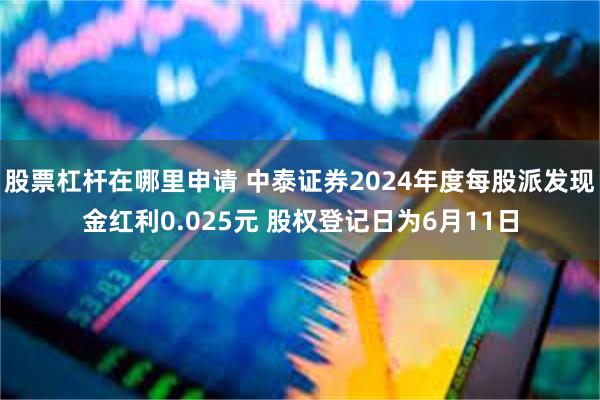 股票杠杆在哪里申请 中泰证券2024年度每股派发现金红利0.025元 股权登记日为6月11日