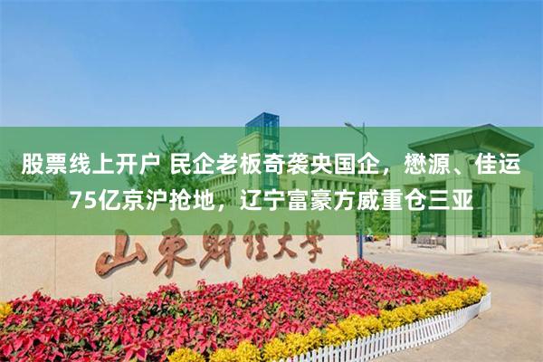 股票线上开户 民企老板奇袭央国企，懋源、佳运75亿京沪抢地，辽宁富豪方威重仓三亚