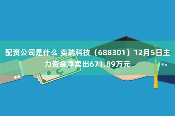 配资公司是什么 奕瑞科技（688301）12月5日主力资金净卖出671.89万元