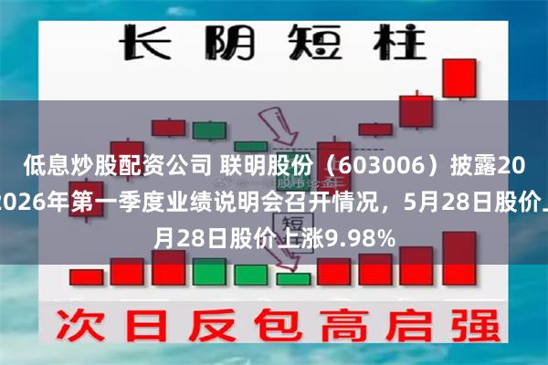 低息炒股配资公司 联明股份（603006）披露2025年度暨2026年第一季度业绩说明会召开情况，5月28日股价上涨9.98%