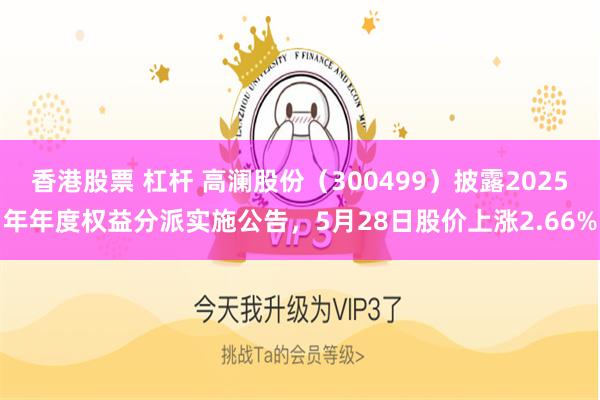 香港股票 杠杆 高澜股份（300499）披露2025年年度权益分派实施公告，5月28日股价上涨2.66%