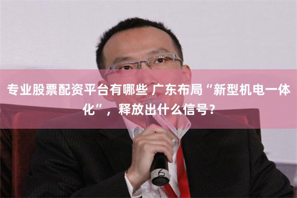 专业股票配资平台有哪些 广东布局“新型机电一体化”，释放出什么信号？