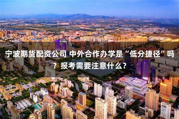 宁波期货配资公司 中外合作办学是“低分捷径”吗？报考需要注意什么？