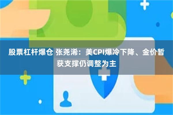 股票杠杆爆仓 张尧浠：美CPI爆冷下降、金价暂获支撑仍调整为主