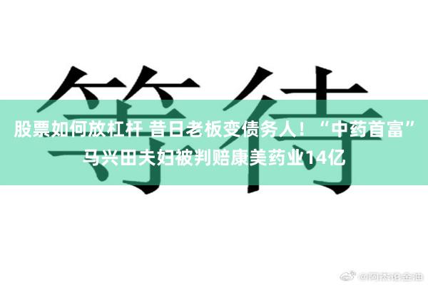 股票如何放杠杆 昔日老板变债务人！“中药首富”马兴田夫妇被判赔康美药业14亿