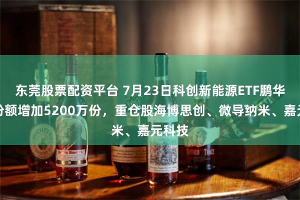 东莞股票配资平台 7月23日科创新能源ETF鹏华基金份额增加5200万份，重仓股海博思创、微导纳米、嘉元科技