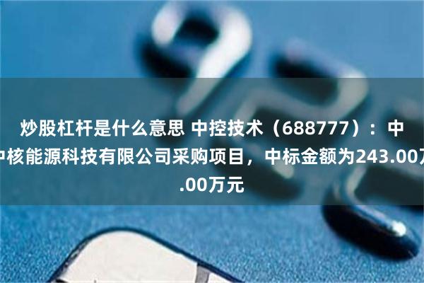 炒股杠杆是什么意思 中控技术（688777）：中标中核能源科技有限公司采购项目，中标金额为243.00万元
