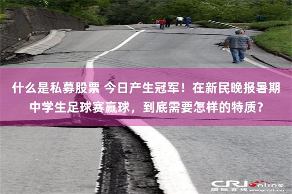 什么是私募股票 今日产生冠军！在新民晚报暑期中学生足球赛赢球，到底需要怎样的特质？